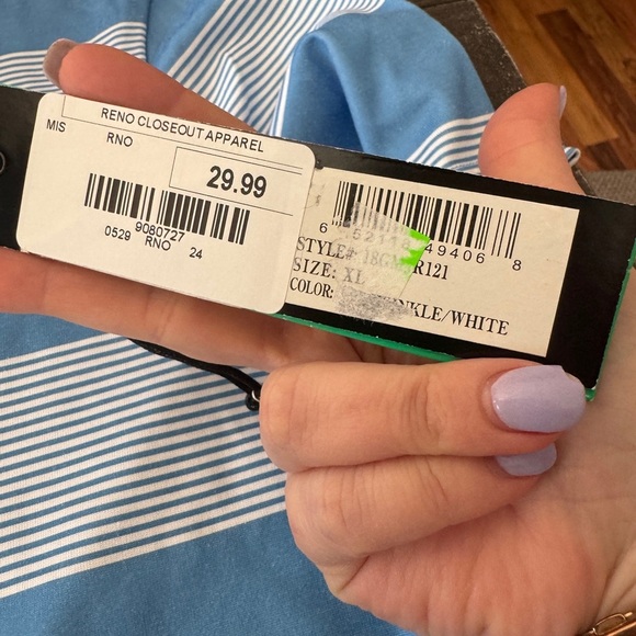 18 GREENS NWT Boys Blue White Striped Cotton Performance Polo Size XL 16 - Picture 5 of 6